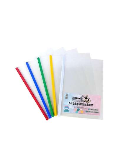 A-4 5'Lİ Yandan Sürgülü Sıkıştırmalı Dosya 1 Paket Artlantis A4 5