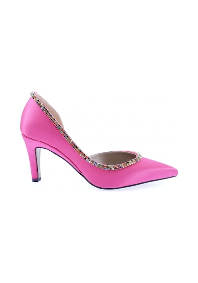 Dgn 1328 Kadin Transparan Detayli Stiletto 1328-2150-R3045 Fuşya Saten