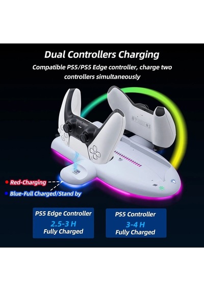 Ps5 Slim Ve Ps5 Slim Dijital Uyumlu Rgb Işıklı Multi Fonksiyon Soğutma Ve Şarj Ünitesi