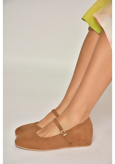 Fox Shoes Y250770702 Taba Süet Alçak Dolgu Tabanlı Kadın Ayakkabı Taba
