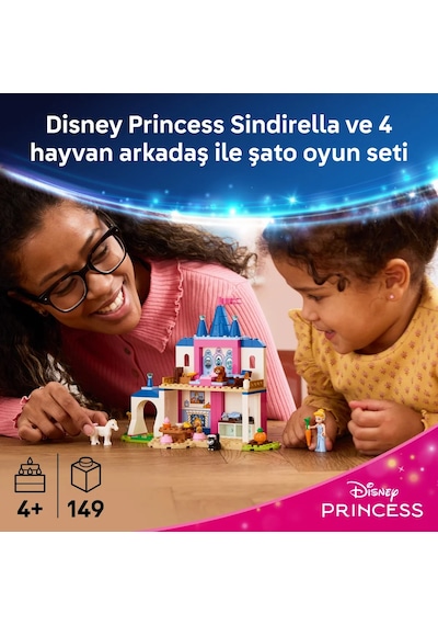 LEGO® ǀ Disney Princess Sindirella Hayvan Dostları Şatosu 43283 – 4+ Yaş için Yaratıcı Oyuncak Yapım Seti (149 Parça)