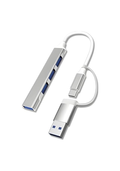 Lunatic 3360 Usb 3.0 Type C Hub 4 Port Çoklayıcı Çoğaltıcı Çevirici Dönüştürücü Adaptör 2'si 1 Arada Usb