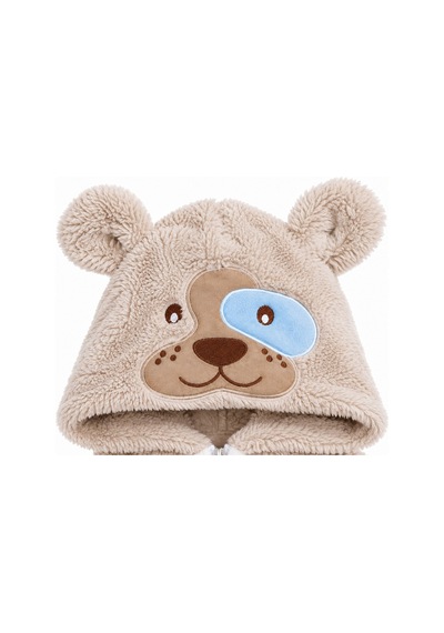 Kız Erkek Bebek Welsoft Peluş Tulum Kapüşonlu Fermuarlı Kışlık Bebek Tulumu Köpek Figürlü Yumuşak Polar Tulum Krem