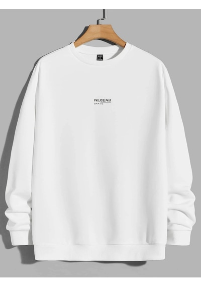 Adrift Coko Serisi Manfinity Homme Letter Graphic Pullover Beyaz