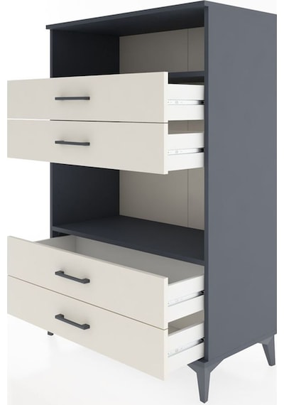 Hyperion Dolap 2 Raflı 4 Çekmeceli 88x44x134 Antrasit-aytaşı Antrasit