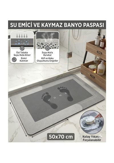 Su Emici Banyo Paspası Kaymaz Tabanlı Su Emici Yapı 50 X 70 Cm Büyük Boy Çok Amaçlı Banyo Paspası Kolay Temizlenir Karışık-çok Renkli