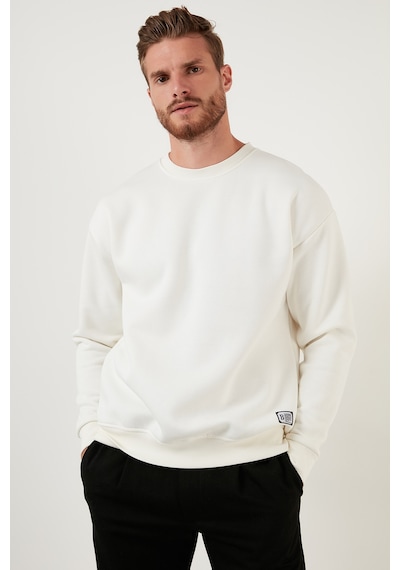 Buratti Regular Fit Bisiklet Yaka Pamuklu Içi Tüylü Yumuşak Şardonlu Erkek Sweat 5905255 Ekru