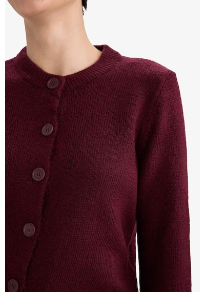 Defacto Regular Fit Bisiklet Yaka Basic Düz Düğmeli Soft Touch Yumuşak Triko Hırka E3654ax25wnbr467 Bordo
