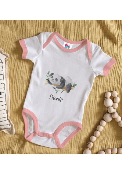 Bk Gift Bk Kids Kişiye Özel Pembe Bebek Body Zıbın - Model 158 0-3 Ay