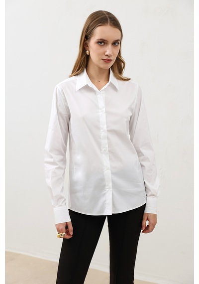 Antioch Basic Slim Fit Kadın Gömlek Beyaz
