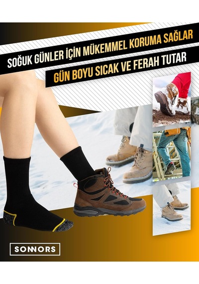Xmlbayiciniz 3 Çift Erkek Çorap - Uzun Havlu Kışlık Outdoor Kamp Kar Çorabı Kadın - Pamuklu Yastıklı Nefes Alabilen Kalın Genel