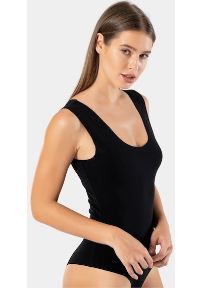 Türen Kadın Lazer Kesim Pamuklu Çıtçıtlı Body 905/siyah 001
