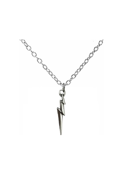 Şimşek Figürlü Metal Kolye 60 Cm Zincir Gümüş Renk Unisex Aksesuar Çok renkli