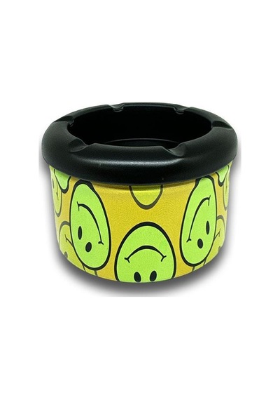 Smiley Desen Metal Mini Sigara Küllüğü Sarı 8cm
