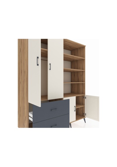 Kronos Gardrop 7 Raflı 2 Çekmeceli Tek Askılı 176x59x221 Çam-aytaşı/antrasit Aytaşı/antrasit Kronos Gardrop 7 Raflı 2 Çekmeceli Tek Askılı 176x59x221 Çam-aytaşı/antrasit Aytaşı/antrasit