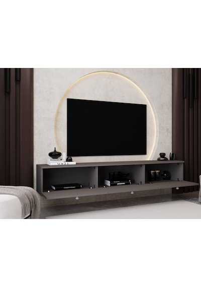 Melura Tv Ünitesi - Tv Sehpası 180 Cm Duvara Monte %100 Mdf Gri