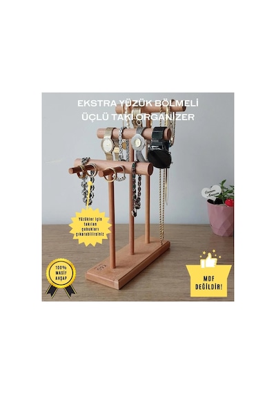 Takı Organizer Ahşap Takı Askısı 30 Cm Takı Standı Yüzük Kolye Askısı Takı Ve Aksesuar Düzenleyici Kahverengi