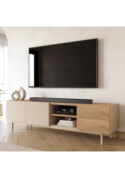 Robin Home Luka Tv Ünitesi Sehpası 2 Kapaklı 2 Çekmeceli Ahşap Ayaklı 180cm Kumsal-sepet Bej Robin Home Luka Tv Ünitesi Sehpası 2 Kapaklı 2 Çekmeceli Ahşap Ayaklı 180cm Kumsal-sepet Bej