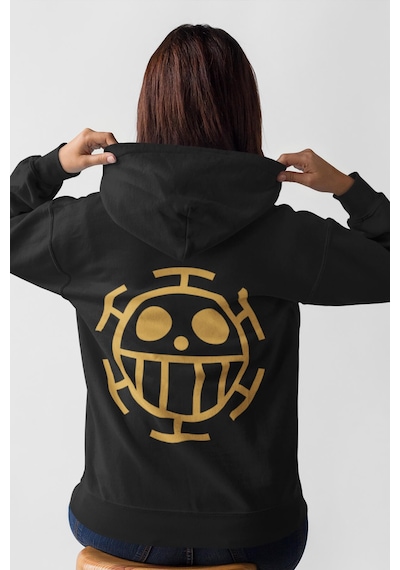 Anime Trafalgar Law Kalp Korsanları Ön - Arka Baskılı Kapşonlu Sweatshirt