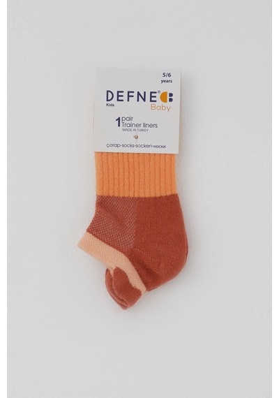 Defne Baby Kız Çocuk Spor Patik Çorap Blok Desenli 5-12 Yaş, Kiremit