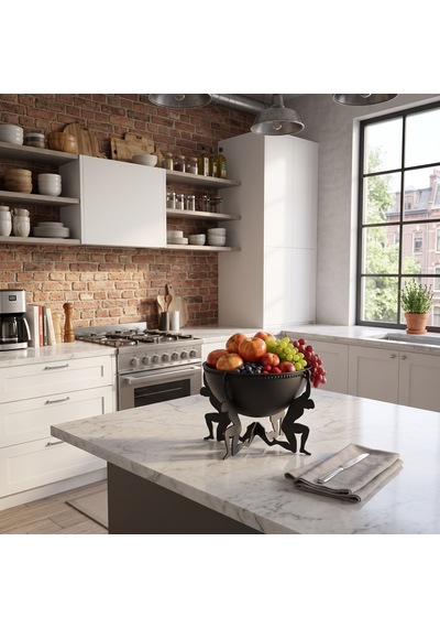 Modern İnsan Figürlü Metal Dekoratif Kâse Benzersiz Mumluk, Masaüstü Dekoru Ve Düzenleyici Paşa Craft House Siyah