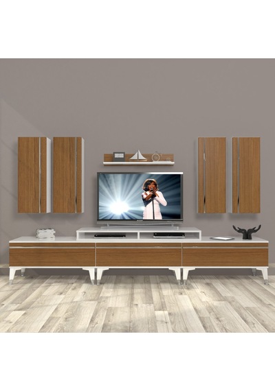 Decoraktiv Ekoflex 8d Mdf Silver Tv Ünitesi Tv Sehpası Beyaz - Ceviz