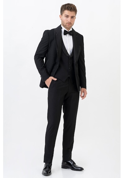 White Stone Ecatepec D113 Slim Fit Şal Yaka Damatlık Takım Elbise Siyah - 44 Siyah
