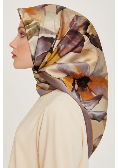 Armine İpek Eşarp 2025 Kış - 9205-04 Twill - Krem Yeşil