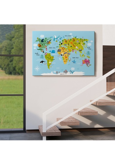 Çocuk Odası Hayvanlar Alemi Dünya Haritası 1007 95 X 165