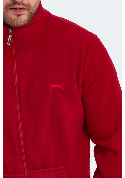 Slazenger Sansa 2 Li Set Erkek Fermuarlı Dik Yaka Cepli Kırmızı - Haki Polar