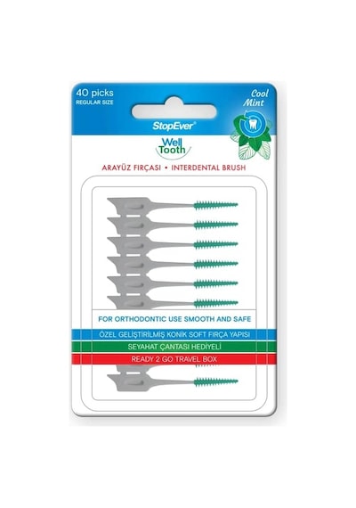 Stopever Well Tooth Arayüz Fırçası 40 Adet Naneli Ferahlık & Seyahat Çantası Hediyeli