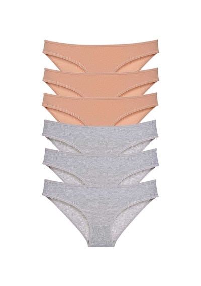 Royaleks 6 adet Süper Eko Set Likralı Kadın Slip Külot Ten Gri RYL-EKO6016 Gri