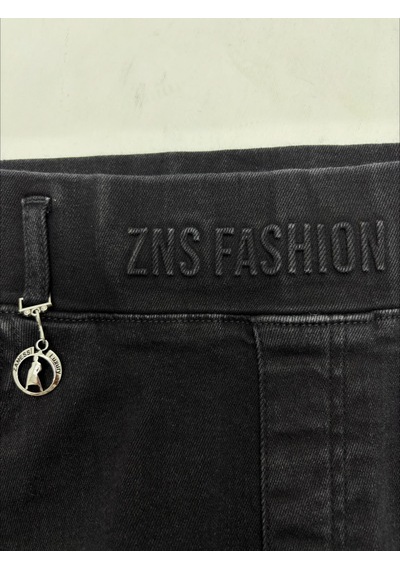 Zanessi Fashıon Yüksek Bel Mom Kalıp Paçası Taşlı Kadın Denim Pantolon Siyah