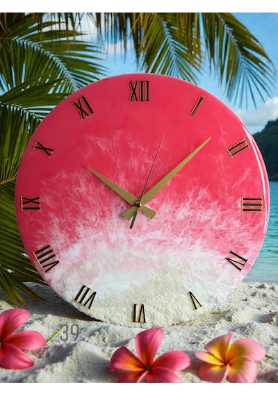 Pink Ocean Okyanus Duvar Saati 40 Cm Pembe & Beyaz Dalga Efektli Epoksi Saat Altın Rakamlı Lüks Tasarım, Sessiz Mekanizma Okyanus Pink Ocean Okyanus Duvar Saati 40 Cm Pembe & Beyaz Dalga Efektli Epoksi Saat Altın Rakamlı Lüks Tasarım, Sessiz Mekanizma Okyanus