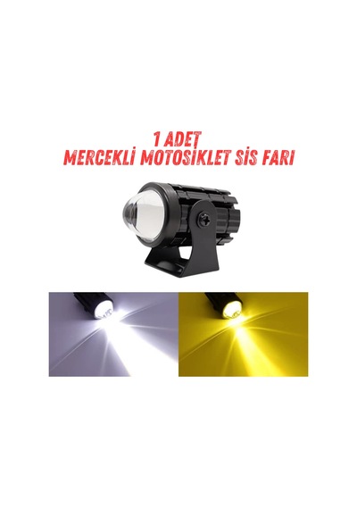 1 Adet Motosiklet Scooter Atv Uyumlu Mercekli Sis Farı Sarı-beyaz Çift Renk 12v 50w