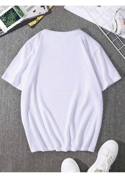 Üçgen Dağ T-shirt - Beyaz Baskılı Oversize Bisiklet Yaka Kısa Kol Tişört Beyaz