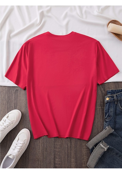 Uyguntarz Unisex Red Mon Cheri Baskılı Tasarım Tshirt Kırmızı