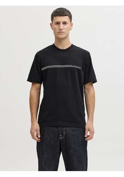 Jack & Jones Erkek Bisiklet Yaka Minimal Logo Baskili Tisört - Fusion - 12289936 Siyah
