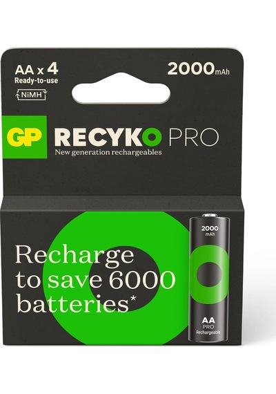 Gp Recyko Gp2100 2000 Mah Pro Siyah Aa Şarjlı Kalem Pil 4'lü