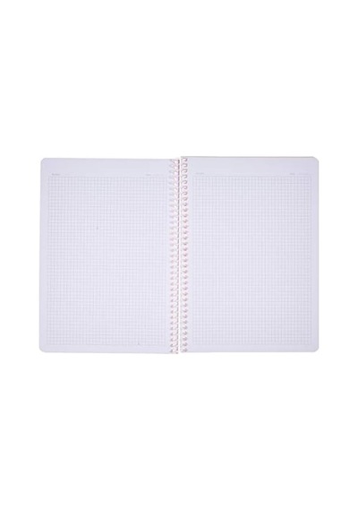 A4 Pet Spiralli Karton Kapaklı Defter 144 Yaprak - Kareli - Fuşya 103 Ivory