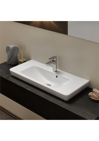Turkuaz Seramik Cerastyle Porto Etajer Uyumlu Lavabo 65 x 38 CM