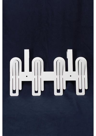 Modern Desenli Metal Kapı Arkası Askılığı Beyaz Beyaz