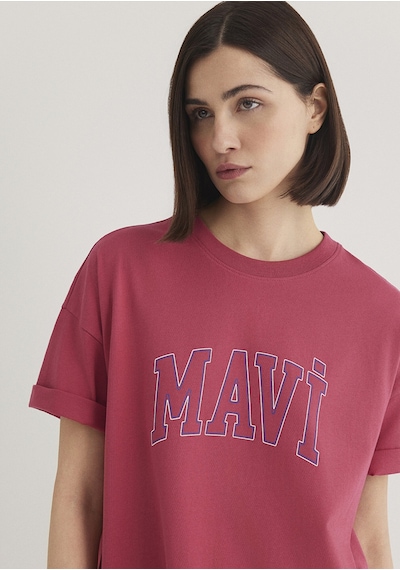 Mavi - Mavi Logo Baskılı Pembe Tişört 1611193-70931 Pembe