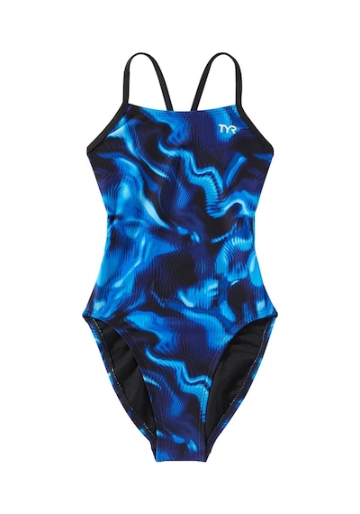 Tyr Durafast Elite Girl's Cutoutfit Swimsuit - Waveform Mavi - Siyah