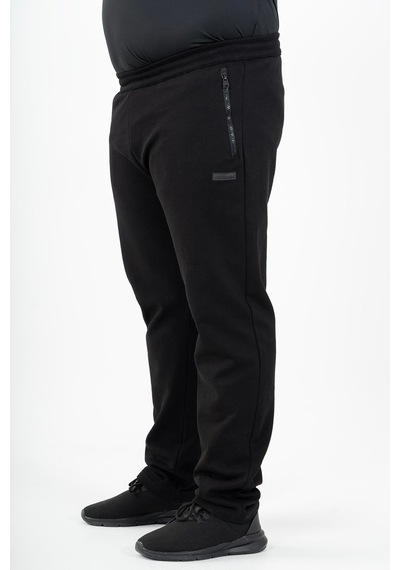 Maraton Sportswear Büyük Beden Erkek Düz Paça Basic Siyah Eşofman Altı 22342-Siyah