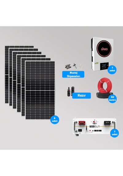 Cks Enerjı 6.2 Kw Lityum Akülü Hazır Solar Paket Kolay Kurulum Orta Paket