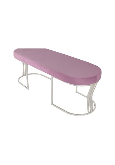 Viego Silver Smooth- Pembe Kapitoneli Model Puf & Bench & Koltuk- Oturak-uzun Makyaj Puff-yatak Odası Ucu &önü