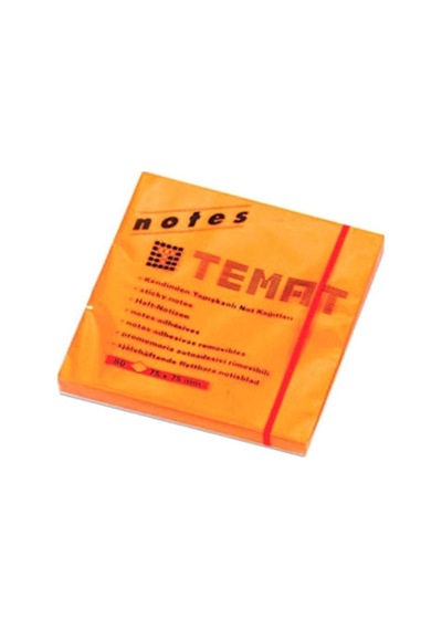 Tr Yapışkanlı Not Kağıdı, 75x75 Mm, Fosforlu Turuncu