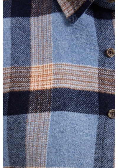 Tudors Erkek Slim Fit Dar Kesim Kareli Kışlık Oduncu Gömlek-42348 Mavi