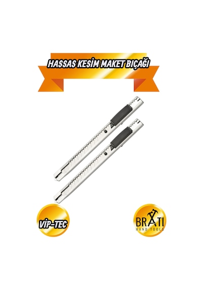 Dar Hassas Kesim Profesyonel Maket Bıçağı Metal Klipsli 2'li Set